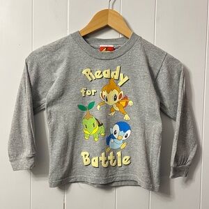 Vintage Pokemon Giant Ready For Battle Shirt Grey Long Sleeve Rare 2007 Piplup